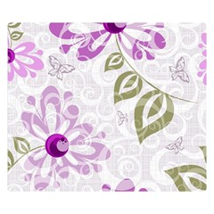 Beautiful Purple Flower Butterflies Pattern Double Sided Flano Blanket (small) 