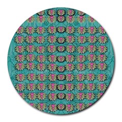 Lotus Bloom In The Sacred Soft Warm Sea Round Mousepads by pepitasart