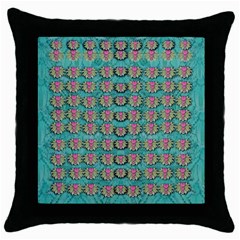 Lotus Bloom In The Sacred Soft Warm Sea Throw Pillow Case (black) by pepitasart