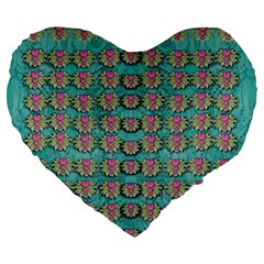 Lotus Bloom In The Sacred Soft Warm Sea Large 19  Premium Heart Shape Cushions by pepitasart