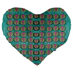 Lotus Bloom In The Sacred Soft Warm Sea Large 19  Premium Flano Heart Shape Cushions by pepitasart