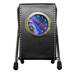 Background Abstract Curves Pen Holder Desk Clock by Bajindul