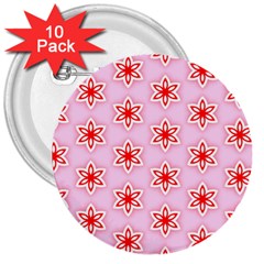 Texture Star Backgrounds Pink 3  Buttons (10 Pack)  by HermanTelo