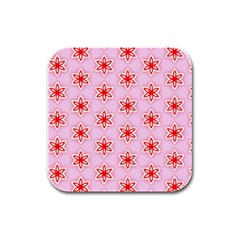 Texture Star Backgrounds Pink Rubber Square Coaster (4 Pack)  by HermanTelo