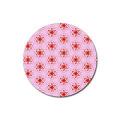 Texture Star Backgrounds Pink Rubber Coaster (round)  by HermanTelo