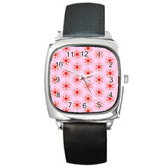 Texture Star Backgrounds Pink Square Metal Watch by HermanTelo