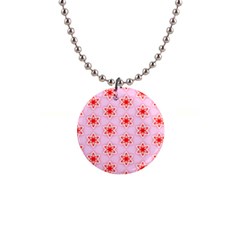 Texture Star Backgrounds Pink 1  Button Necklace