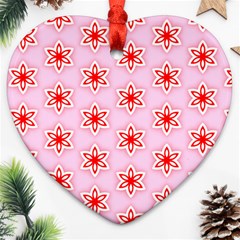 Texture Star Backgrounds Pink Heart Ornament (two Sides)