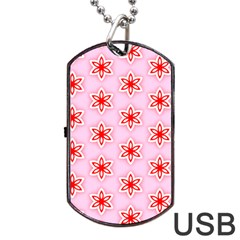 Texture Star Backgrounds Pink Dog Tag Usb Flash (two Sides)