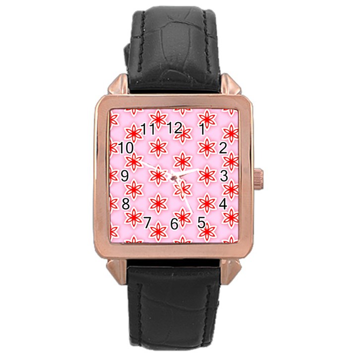 Texture Star Backgrounds Pink Rose Gold Leather Watch 