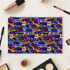 Wavy Squares Pattern Cosmetic Bag (large) by bloomingvinedesign