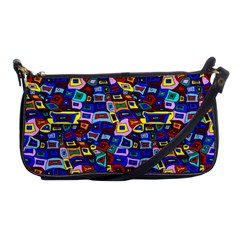 Wavy Squares Pattern Shoulder Clutch Bag by bloomingvinedesign