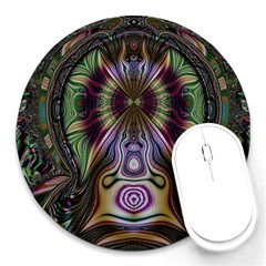 Digital Art Fractal Artwork Round Mousepads by Pakrebo