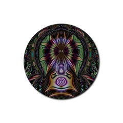 Digital Art Fractal Artwork Rubber Round Coaster (4 Pack)  by Pakrebo