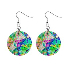 Design Background Concept Fractal Mini Button Earrings by Pakrebo