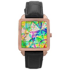 Design Background Concept Fractal Rose Gold Leather Watch  by Pakrebo