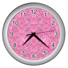 Flowers Decorative Ornate Color Wall Clock (silver) by pepitasart