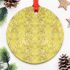 Flowers Decorative Ornate Color Yellow Ornament (round) by pepitasart