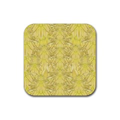 Flowers Decorative Ornate Color Yellow Rubber Coaster (square)  by pepitasart