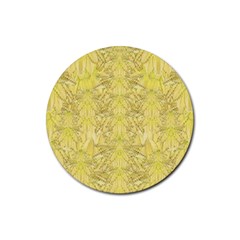 Flowers Decorative Ornate Color Yellow Rubber Coaster (round)  by pepitasart