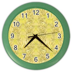 Flowers Decorative Ornate Color Yellow Color Wall Clock by pepitasart