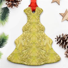 Flowers Decorative Ornate Color Yellow Christmas Tree Ornament (two Sides) by pepitasart