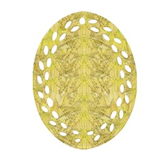 Flowers Decorative Ornate Color Yellow Ornament (oval Filigree) by pepitasart