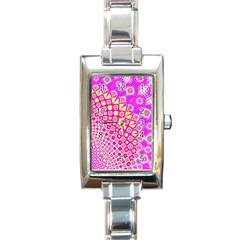 Digital Arts Fractals Futuristic Pink Rectangle Italian Charm Watch