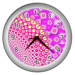 Digital Arts Fractals Futuristic Pink Wall Clock (Silver)