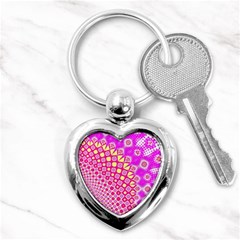 Digital Arts Fractals Futuristic Pink Key Chain (Heart)