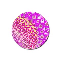 Digital Arts Fractals Futuristic Pink Rubber Round Coaster (4 pack) 