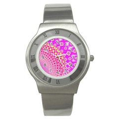 Digital Arts Fractals Futuristic Pink Stainless Steel Watch