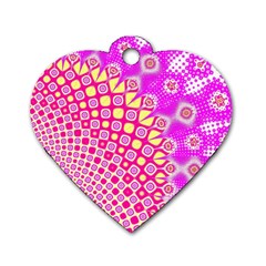 Digital Arts Fractals Futuristic Pink Dog Tag Heart (One Side)