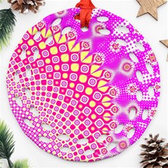 Digital Arts Fractals Futuristic Pink Ornament (Round Filigree)