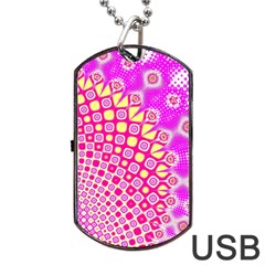 Digital Arts Fractals Futuristic Pink Dog Tag USB Flash (One Side)