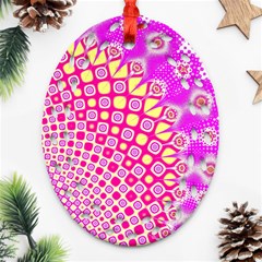 Digital Arts Fractals Futuristic Pink Oval Filigree Ornament (Two Sides)