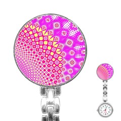 Digital Arts Fractals Futuristic Pink Stainless Steel Nurses Watch