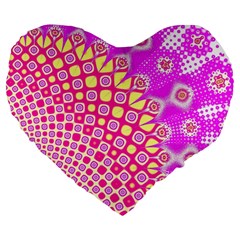 Digital Arts Fractals Futuristic Pink Large 19  Premium Flano Heart Shape Cushions