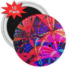 Design Background Concept Fractal 3  Magnets (10 Pack)  by Pakrebo