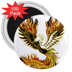 Phoenix Bird Fire Bright Red Swing 3  Magnets (100 pack)