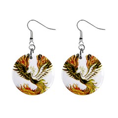 Phoenix Bird Fire Bright Red Swing Mini Button Earrings