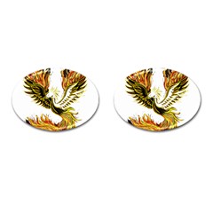 Phoenix Bird Fire Bright Red Swing Cufflinks (Oval)