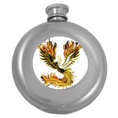 Phoenix Bird Fire Bright Red Swing Round Hip Flask (5 oz)