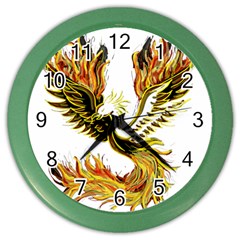 Phoenix Bird Fire Bright Red Swing Color Wall Clock