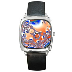 Abstract Art Artwork Fractal 2 Square Metal Watch by Pakrebo