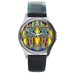 Abstract Art Design Digital Art Round Metal Watch Front