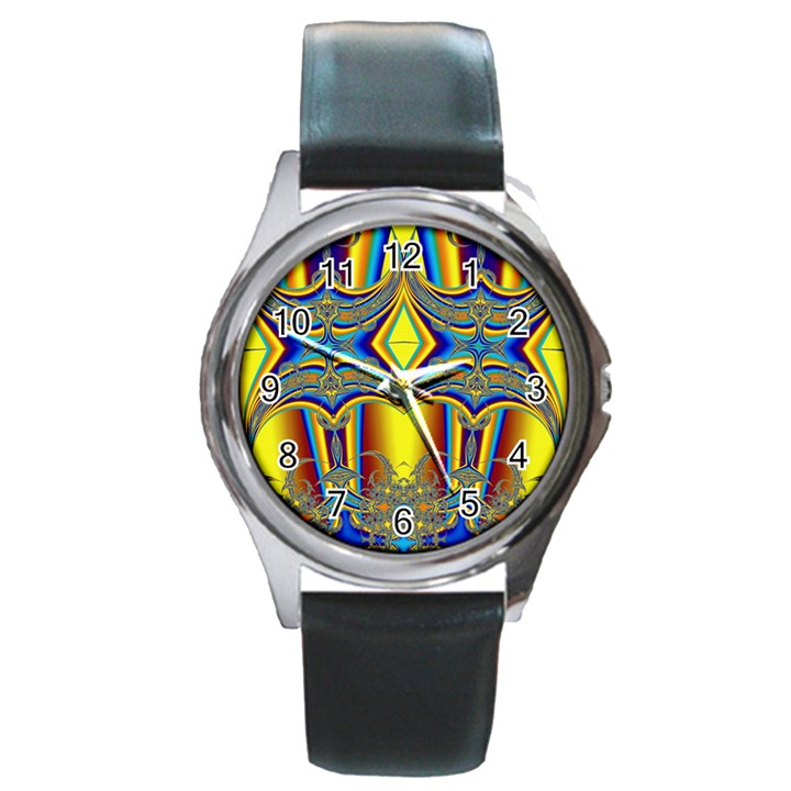 Abstract Art Design Digital Art Round Metal Watch