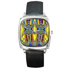 Abstract Art Design Digital Art Square Metal Watch