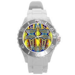 Abstract Art Design Digital Art Round Plastic Sport Watch (L)