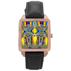 Abstract Art Design Digital Art Rose Gold Leather Watch 